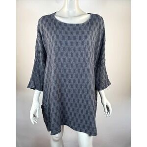 Cut Loose Linen Cotton Textured Tunic Top Women OS NWOT Pocket Boxy RelaxedShirt